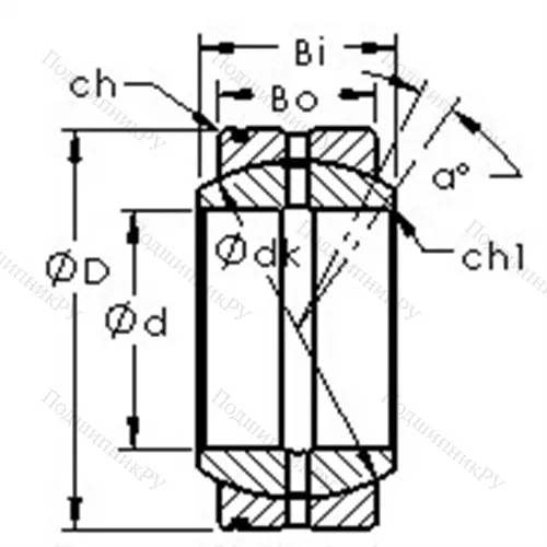 Подшипник скольжения сферический GE 70XS/K от производителя  AST