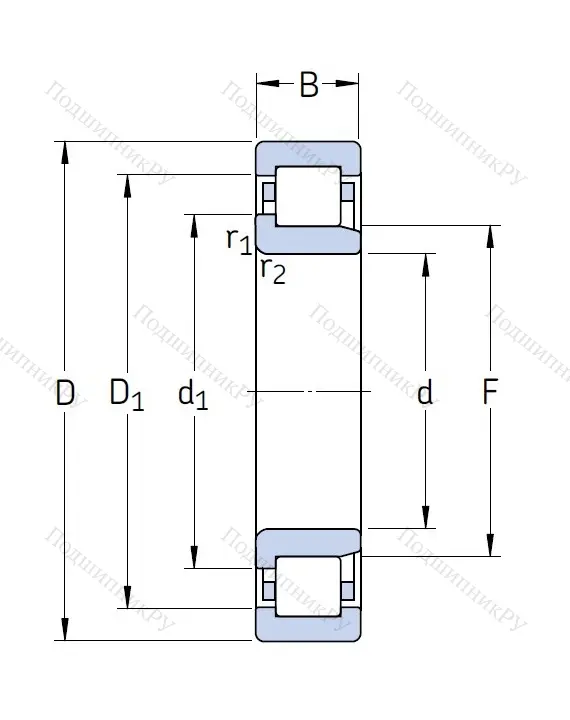 Роликовый цилиндрический подшипник NJ 2309 ECP/C 3 от производителя  SKF