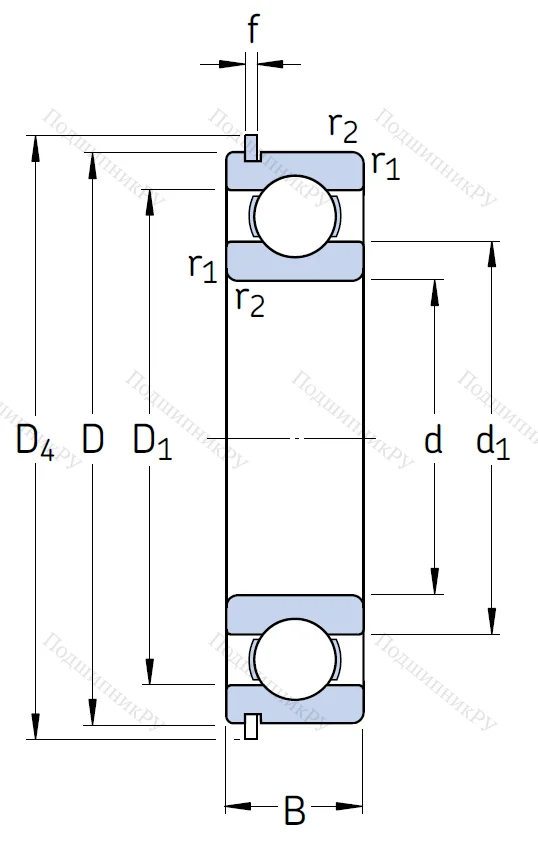 Однорядный шариковый подшипник 6307 NR от производителя  SKF