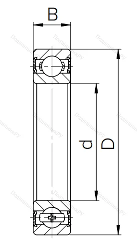 Шариковый однорядный подшипник 180103 (6003 2RS)