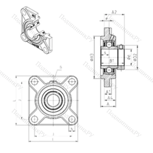 Подшипниковый узел шариковый радиальный EXFS 319