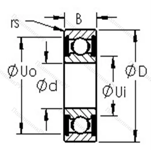 Подшипники шариковые радиальные однорядные 6304-2RS от производителя  AST