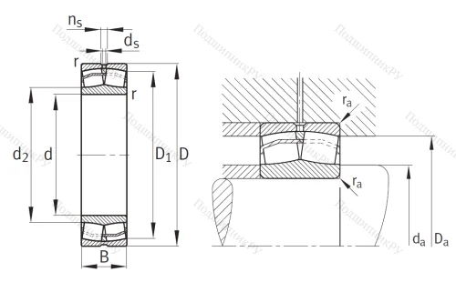 Сферический роликовый подшипник 22211 E 1.C 3 от производителя  FAG