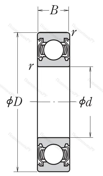 Шариковый однорядный подшипник 80207 (6207 ZZ)