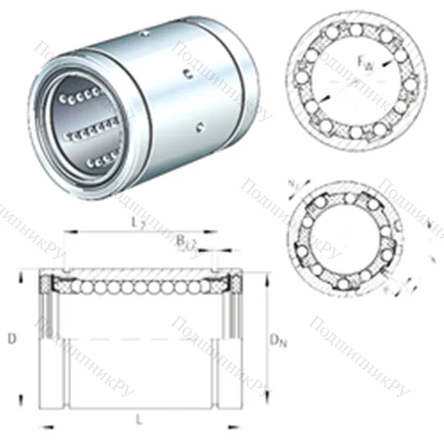 Подшипник шариковый линейный KB 12-PP-AS от производителя  INA