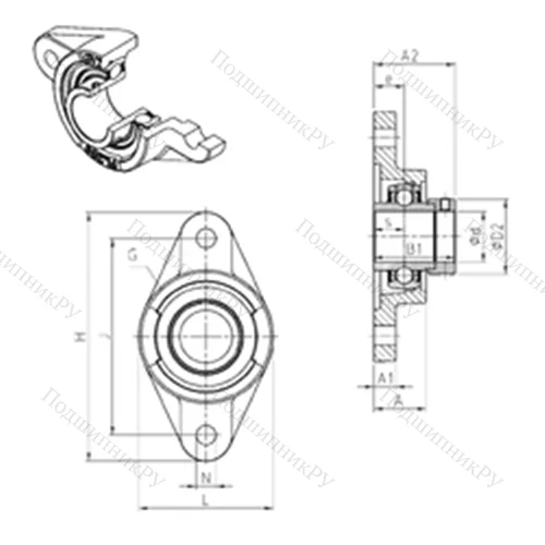 Подшипниковый узел шариковый радиальный EXFL 319