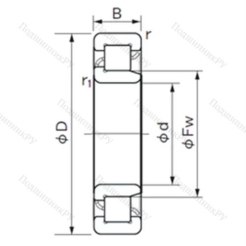 Подшипник роликовый радиальный NJ 1008