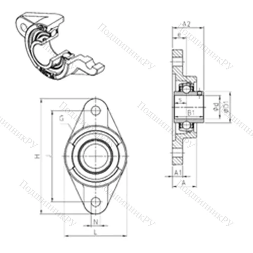 Подшипниковый узел шариковый радиальный UCFL 206 от производителя  SNR