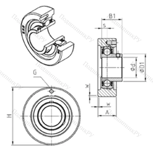 Подшипниковый узел шариковый радиальный USC 211