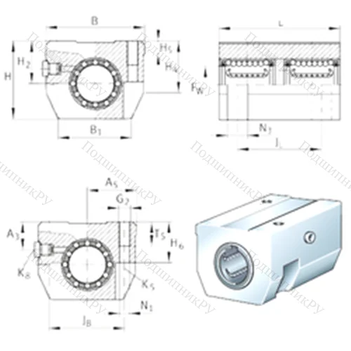 Подшипниковый узел шариковый линейный KTHK 40-B-PP-AS от производителя  INA