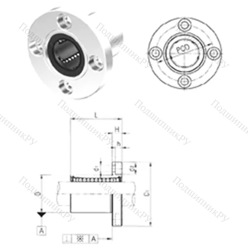 Подшипник шариковый линейный LMF 16 от производителя  Samick