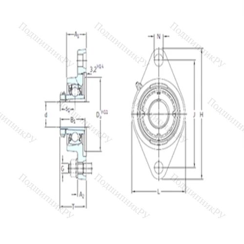 Подшипниковый узел шариковый радиальный FYTJ 50 KF+HE 2310 от производителя  SKF