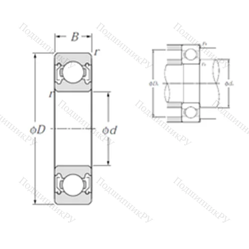 Подшипник шариковый радиальный 6820ZZ от производителя  NTN