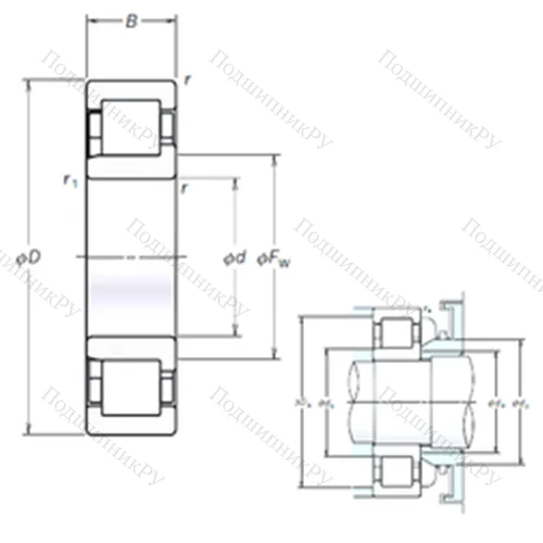 Подшипник роликовый радиальный NJ 308EM