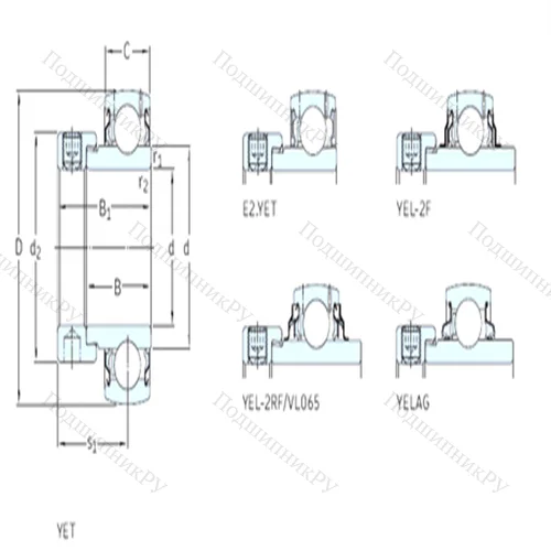 Подшипник шариковый радиальный YEL 209-112-2F от производителя  SKF