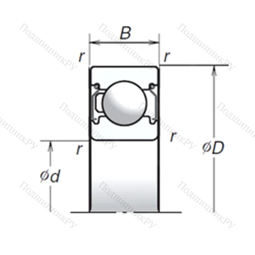 Подшипник шариковый радиальный 6307T 1XZZ