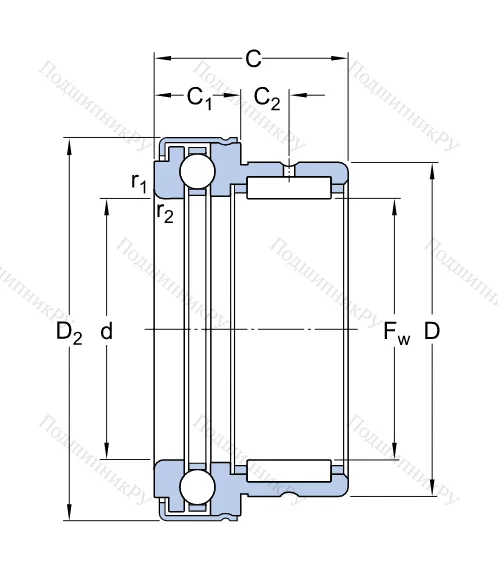 Комбинированный подшипник NKX 12 Z от производителя  SKF