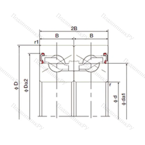 Подшипник шариковый упорно-радиальный спаренный 25TAB 06DB-2LR от производителя  NACHI