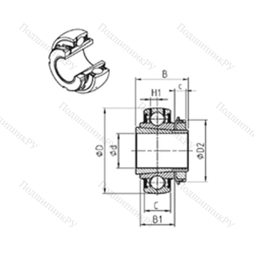 Подшипник шариковый радиальный UK 215+H-40