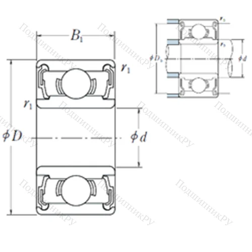 Подшипник шариковый радиальный 687 DD