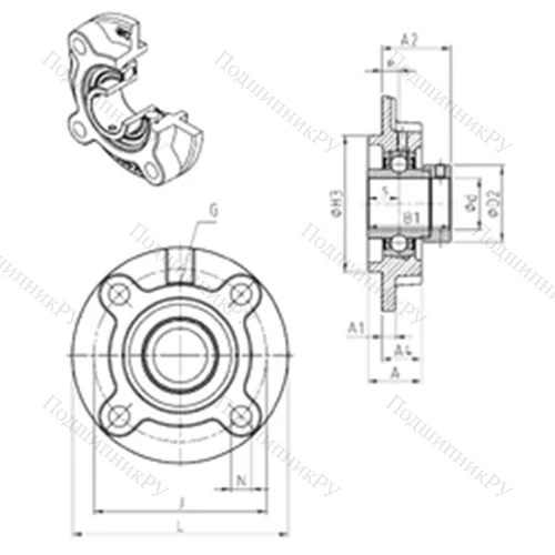 Подшипниковый узел шариковый радиальный EXFC 214 от производителя  SNR