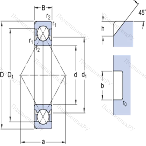 Шарикоподшипники с четырёхточечным контактом QJ 313 N 2PHAS
