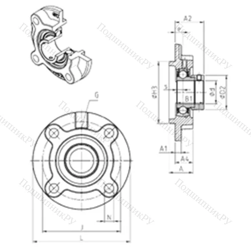 Подшипниковый узел шариковый радиальный ESFC 208 от производителя  SNR