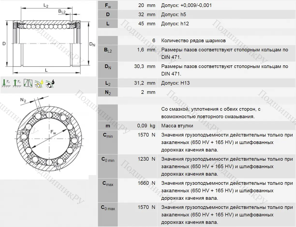 Подшипник KB 20 PP в Москве