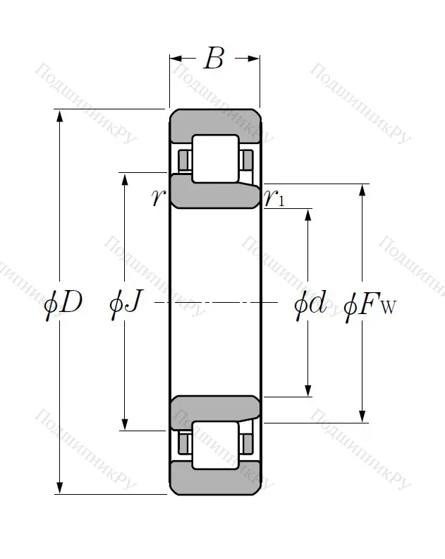 Роликовый цилиндрический подшипник NJ 312 C 3 от производителя  NTN