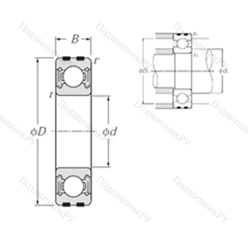 Подшипник шариковый радиальный EC-6302LLB