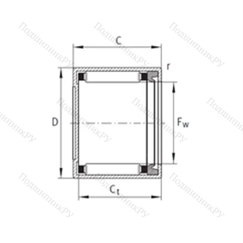 Подшипник игольчатый радиальный BK 1614-RS"