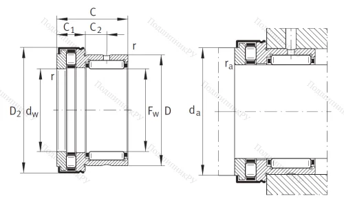 Комбинированный подшипник NKXR 35 Z XL от производителя  INA