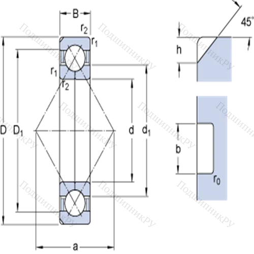 Шарикоподшипники с четырёхточечным контактом QJ 1260 N 2MA