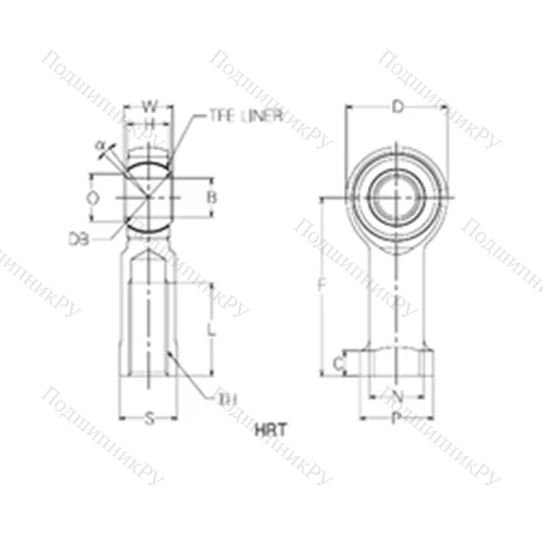 Подшипник скольжения сферический HRT 15 от производителя  NMB