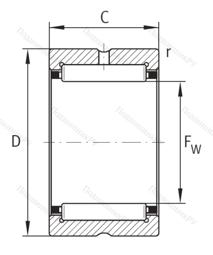 Игольчатый подшипник NK 55/25 XL от производителя  INA