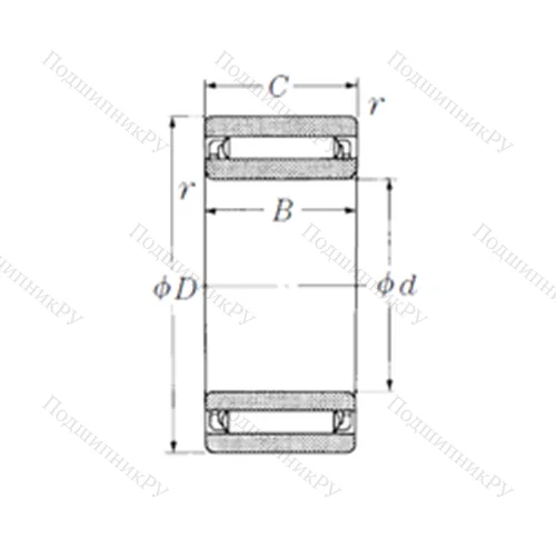 Подшипник игольчатый радиальный NAF 304513 от производителя  NSK Подшипник игольчатый радиальный NAF 304513 от производителя  NSK