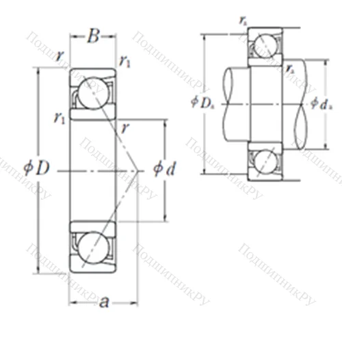 Подшипник шариковый радиально-упорный 7872B