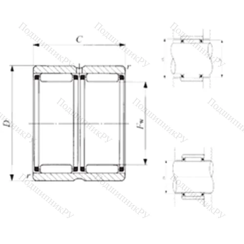 Подшипник игольчатый радиальный RNAFW 556840 от производителя  IKO