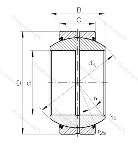Шарнирный подшипник GE 45 FO 2RS от производителя  INA