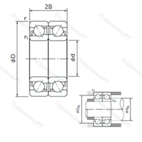 Подшипник шариковый радиально-упорный спаренный 7212CDF