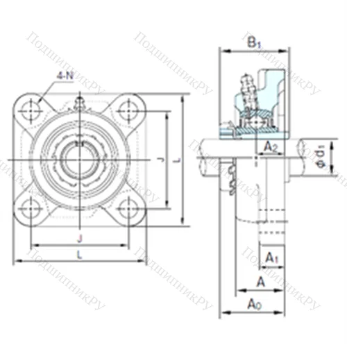Подшипниковый узел шариковый радиальный UKF 309+H 2309 от производителя  NACHI