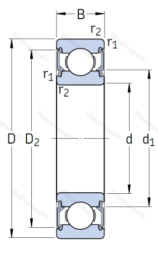 Однорядный шариковый подшипник 6200 2RSH/C 3 от производителя  SKF