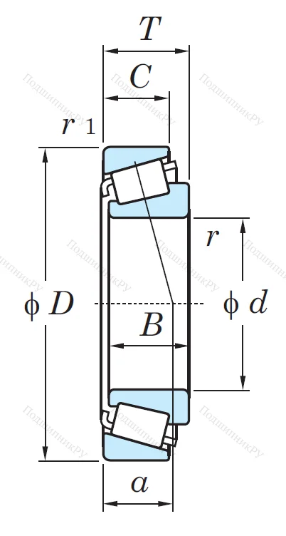 Конический роликовый подшипник 30219 JR