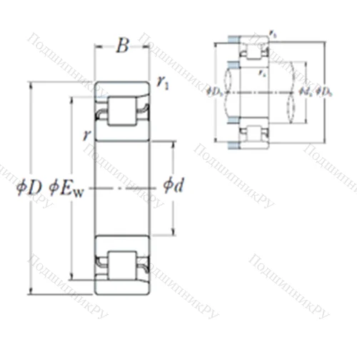 Подшипник роликовый радиальный NF 1068