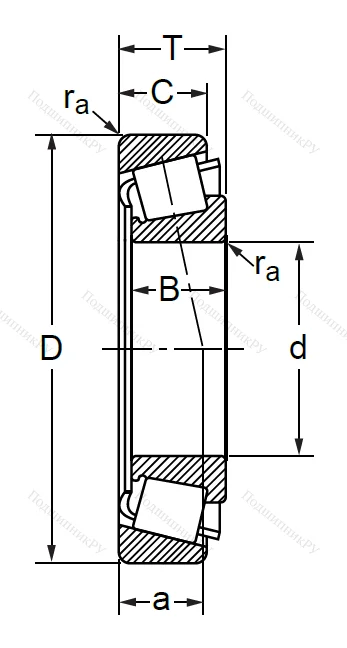 Конический роликовый подшипник У-27706 А (30306 С)