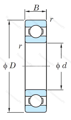 Однорядный шариковый подшипник 6205 CM от производителя  KOYO