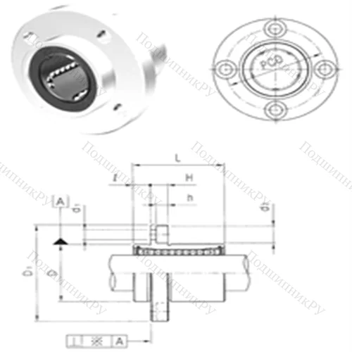 Подшипник шариковый линейный LMEFP 25 от производителя  Samick