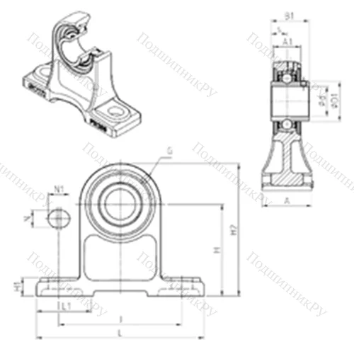 Подшипниковый узел шариковый радиальный UCPH 202 от производителя  SNR