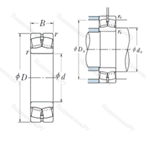 Подшипник роликовый радиальный самоцентрирующийся 22208EAE 4