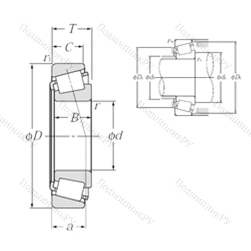 Подшипник роликовый радиально-упорный 4T-42368/42584 от производителя  NTN